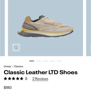 Reebok Classic Leather LTD shoes. Beige,  Gray, Yellow. Unisex. Women 8, Men 6.5